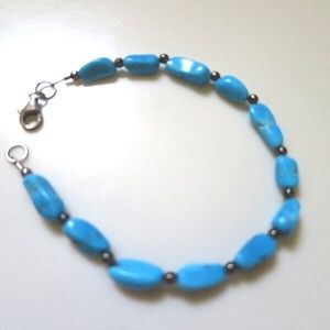 Estate 8" Artisan Natural Genuine Turquoise Native American SS Chunky Bracelet